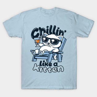 Cute Funny Cat Chilling Original Summer Cat Funny Meme T-Shirt